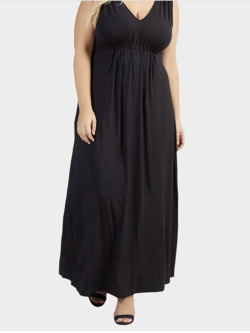 Tart Grecia Black Sleeveless Jersey V-Neck Maxi Dress 2X